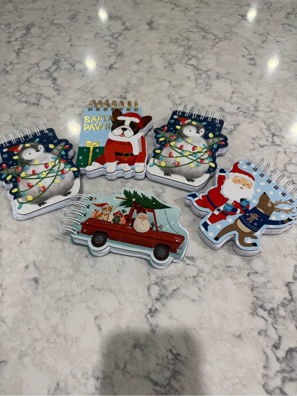 Punch Studio Holiday Mini Notepads - Red, Green, Blue, White, Cream